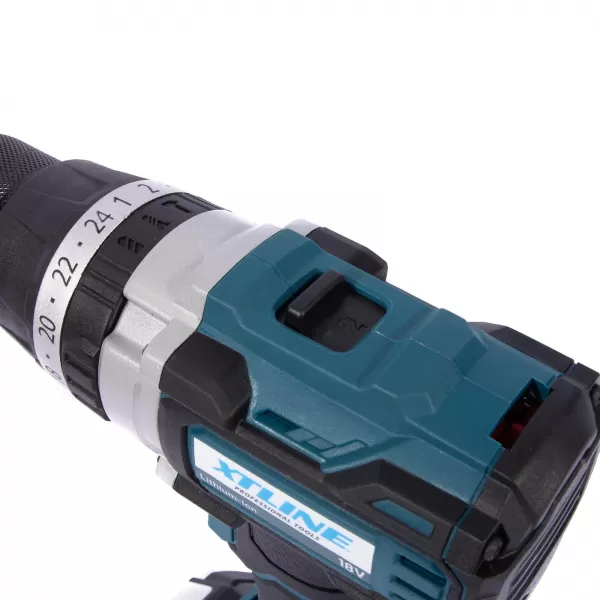 XT Aku vrtačka s příklepem bezuhlíková 18V ,70Nm+ 2 baterie 2.0Ah + nabíječka 2.4A