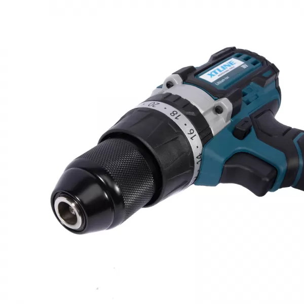 XT Aku vrtačka s příklepem bezuhlíková 18V ,70Nm+ 2 baterie 2.0Ah + nabíječka 2.4A