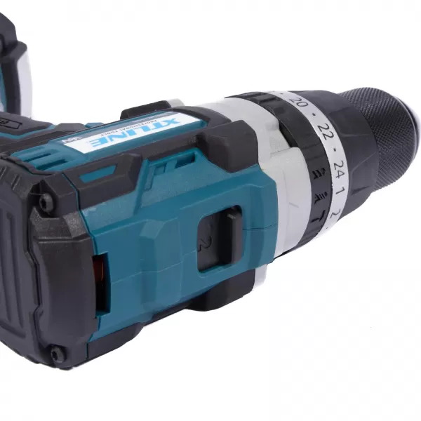 XT Aku vrtačka s příklepem bezuhlíková 18V ,70Nm+ 2 baterie 2.0Ah + nabíječka 2.4A