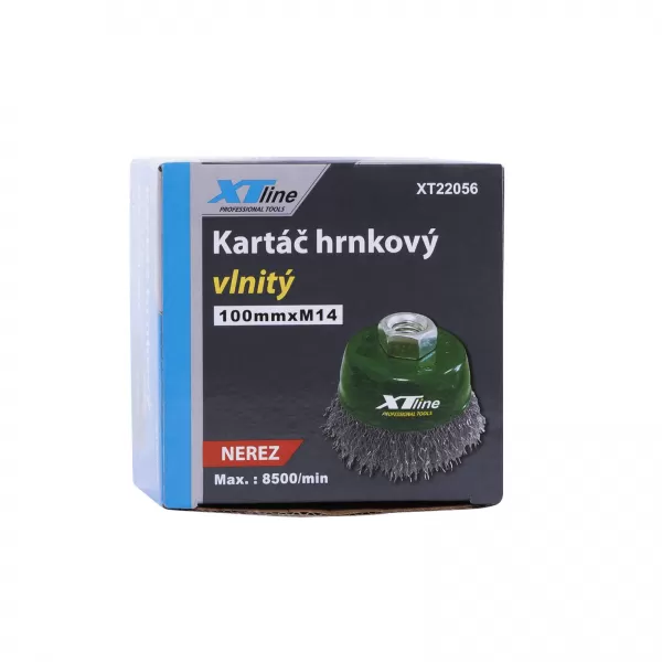 XT kartáč hrnkový,vlnitý 100mm M14 nerez