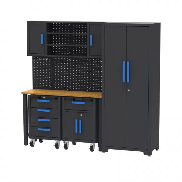 XT Modulární dílenský set s pracovní deskou,skříňí a úložnými boxy 7 dílů