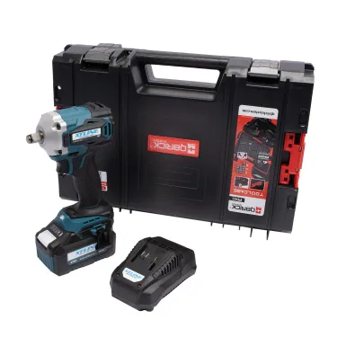 XT Aku rázový utahovák na 1/2" hlavice bezuhlíkový 18V ,400Nm+ baterie 5.0Ah + nabíječka 3.5A + box