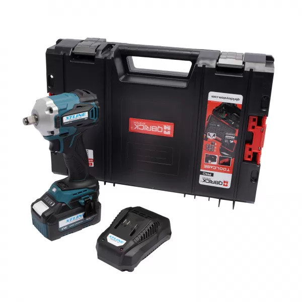 XT Aku rázový utahovák na 1/2" hlavice bezuhlíkový 18V ,400Nm+ baterie 5.0Ah + nabíječka 3.5A + box